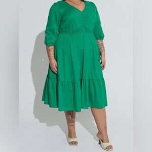 Midi Poplin Tiered Dress